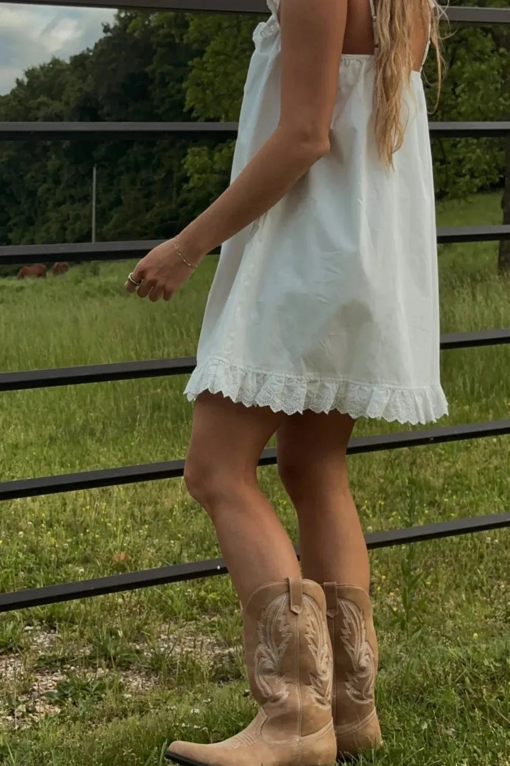Backless Lace-Up Loose Pleated Sleeveless Mini Dress