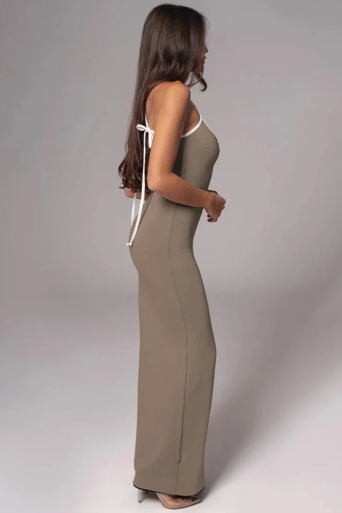 Spaghetti Strap Lace-up Sleeveless Backless Maxi Dress
