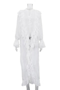 Long-Sleeved Single-Breasted Maxi Dress