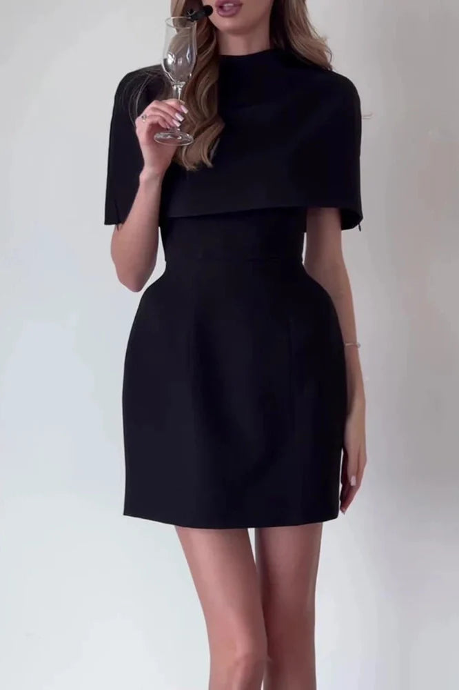 Elegant High Waist A-Line Shawl Two-Piece Mini Dress