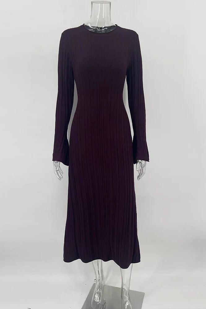 Elegant Knitted High Waist Bodycon Maxi Dress