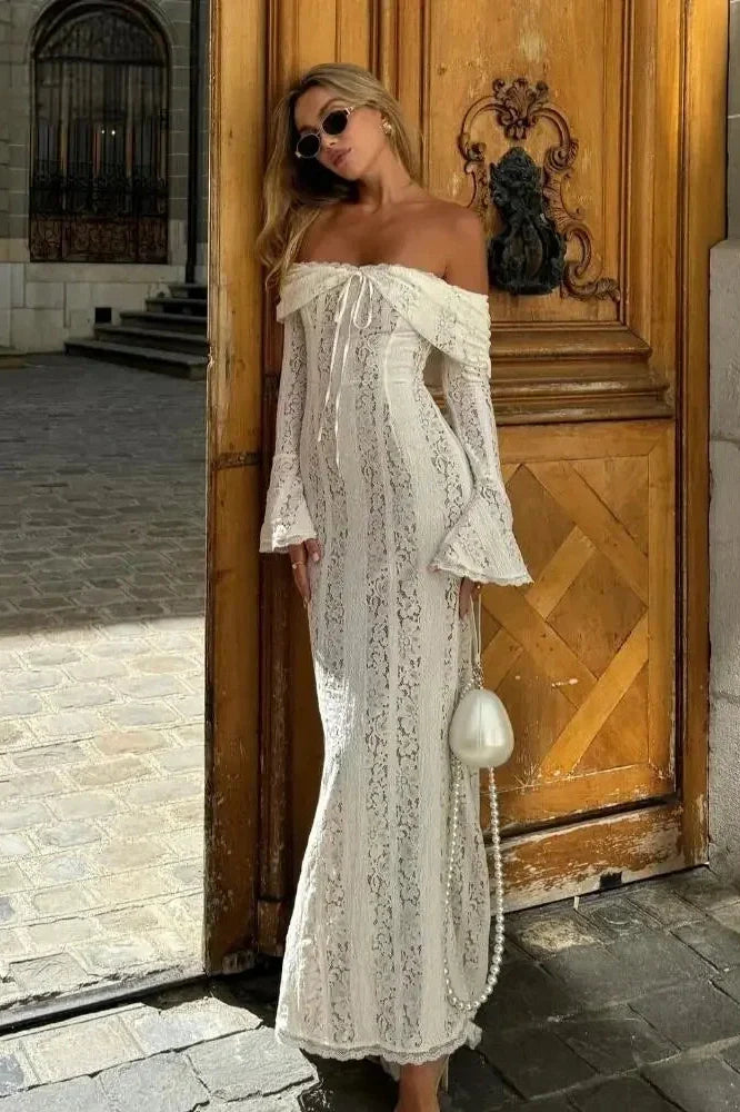 Hollow Out Backless Slim Lace-Up Maxi Dress