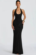 Backless V Neck Sleeveless Bodycon Maxi Dress