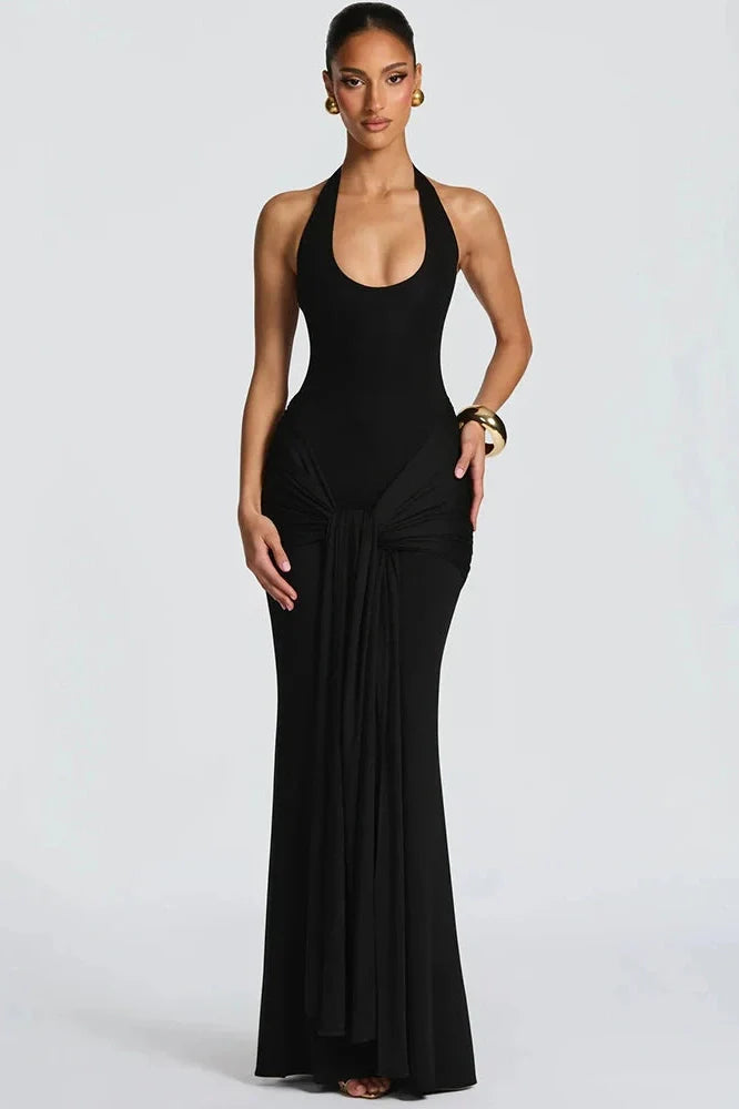 Backless V Neck Sleeveless Bodycon Maxi Dress