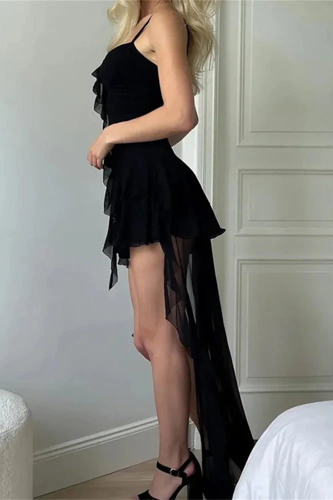 See-Through Backless High Waist Maxi Dress