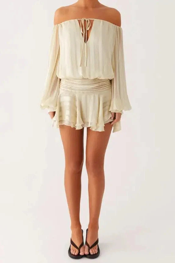 Backless Strapless Long Sleeve Mini Dress