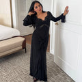Elegant Hollow Out V-Neck Patchwork Maxi Dress
