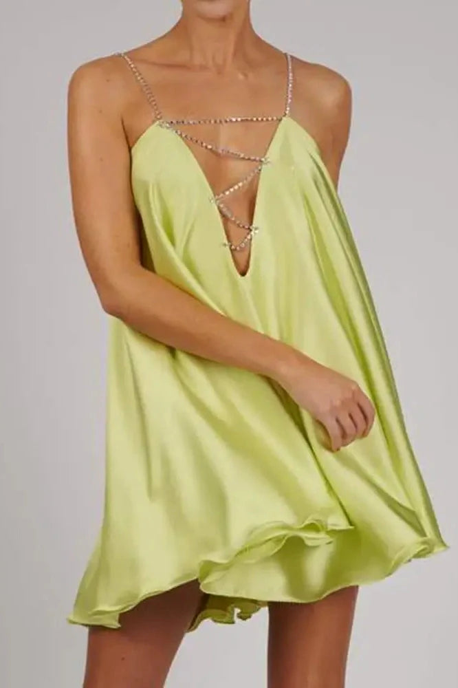 Hollow V-Neck A-Line Mini Dress