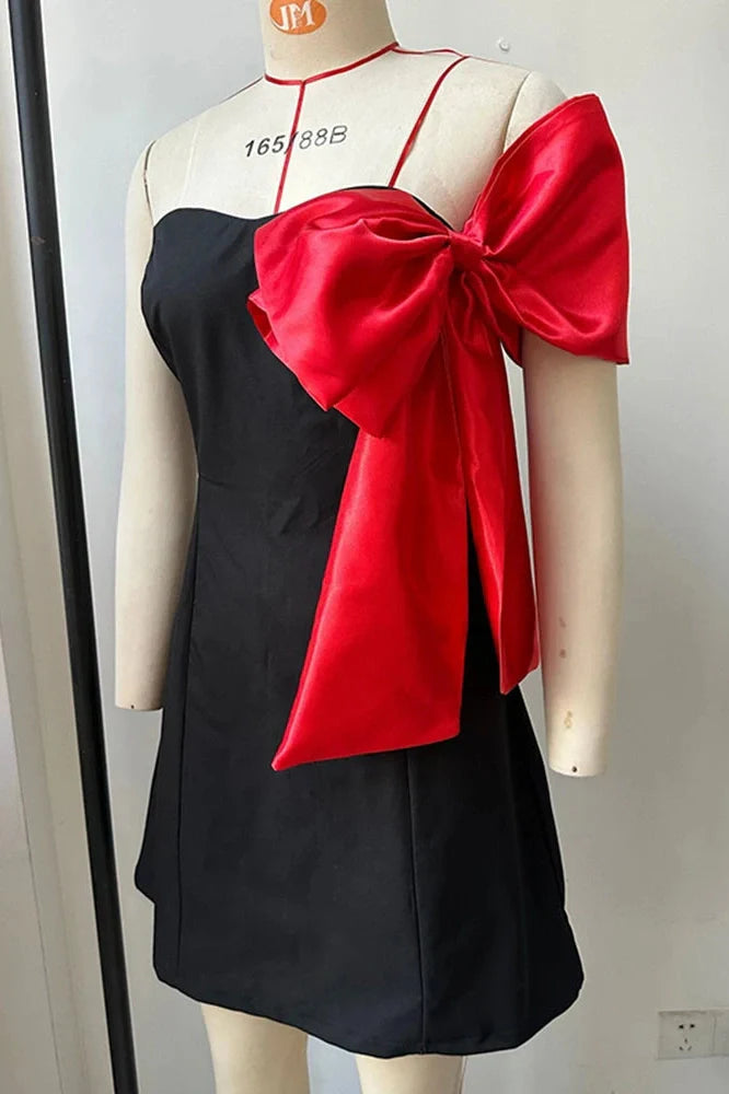 Off-Shoulder Patchwork Strapless Bodycon Mini Dress