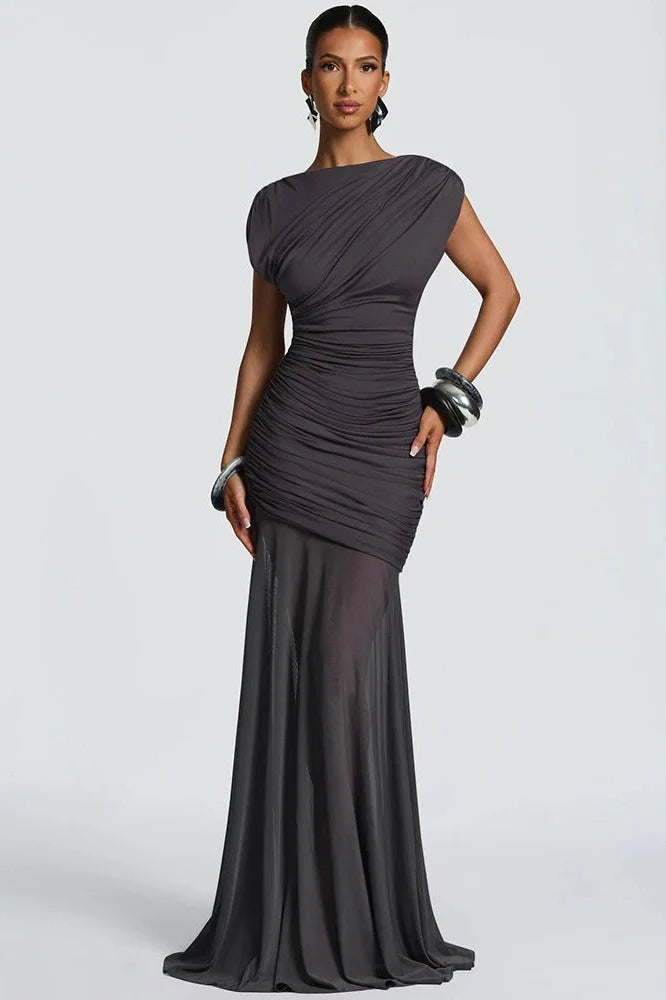 Sleeveless O Neck High Waist Maxi Dress