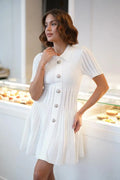 Knitted Short Sleeve Zipper Mini Dress