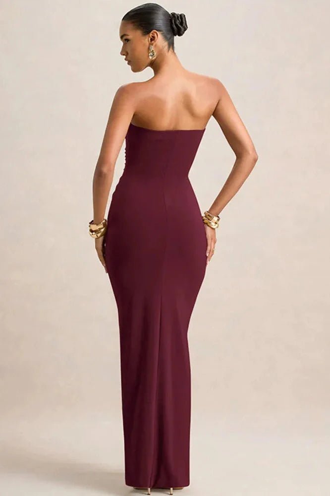 Off-Shoulder Strapless Sleeveless Backless Bodycon Maxi Dress