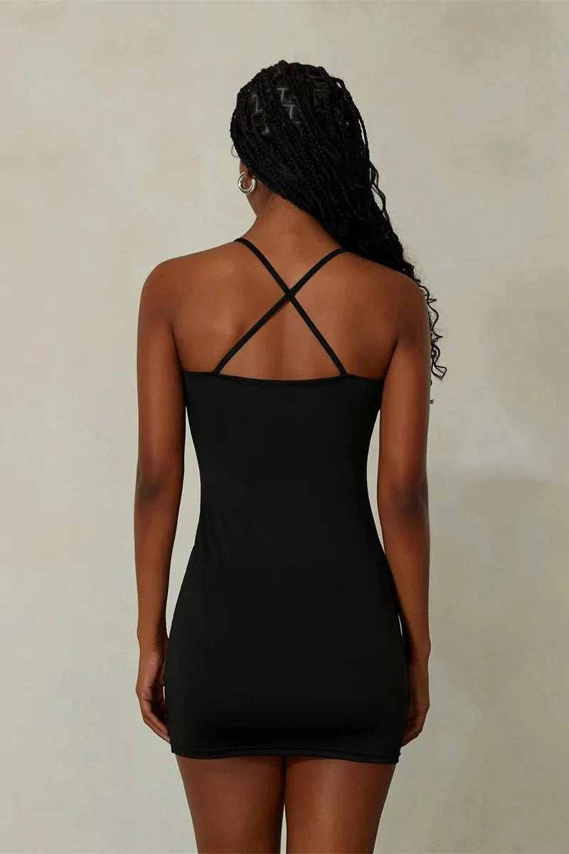 Spaghetti Strap Sleeveless Backless Bodycon Mini Dress