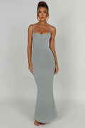 Spaghetti Strap Sleeveless Backless Bodycon Maxi Dress