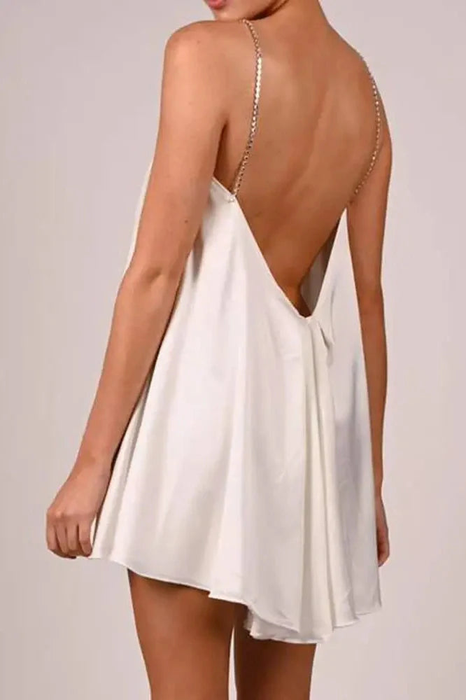 Hollow V-Neck A-Line Mini Dress