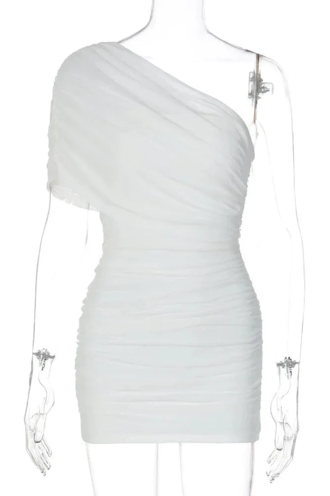 Elegant One Shoulder Backless Sleeveless Mini Dress