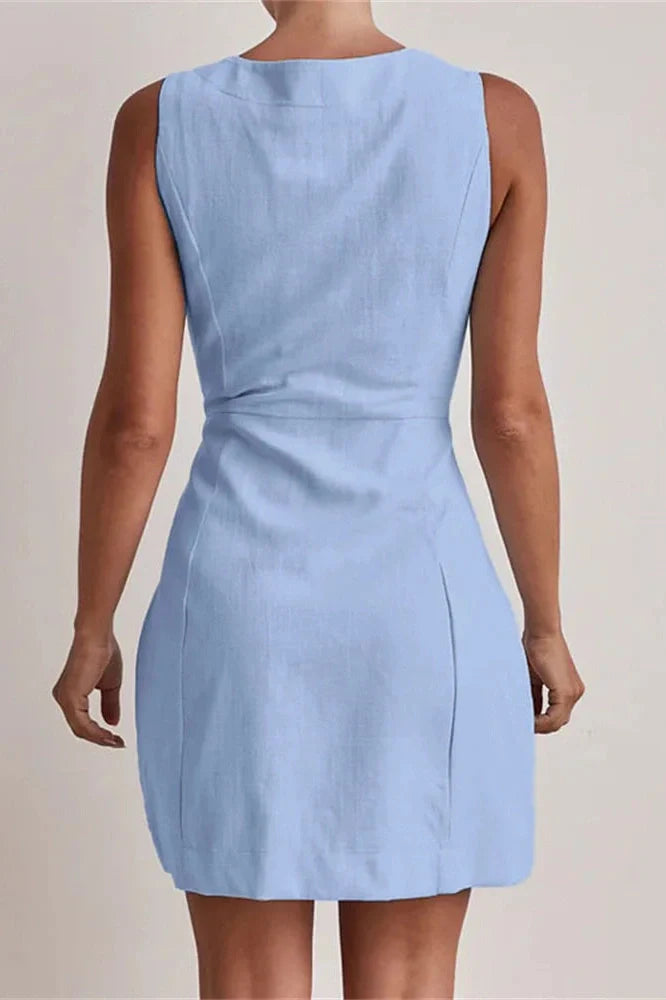 Patchwork Sleeveless Mini Dress