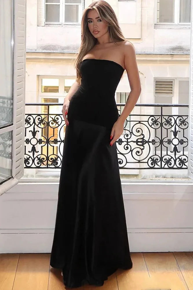 Off-Shoulder Strapless Backless Sleeveless Maxi Dress