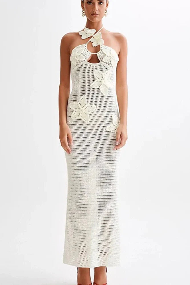 See Through Sleeveless Backless Maxi Dress