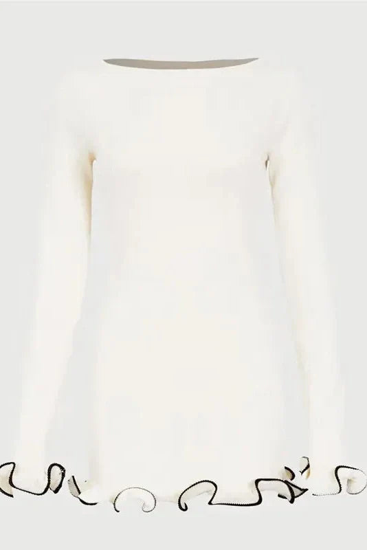 Long Sleeve Pullover O-Neck Mini Dress