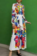 Elegant Loose Pleated Long Sleeve Maxi Dress