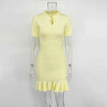 Hollow Out Lace-Up Patchwork Mini Dress