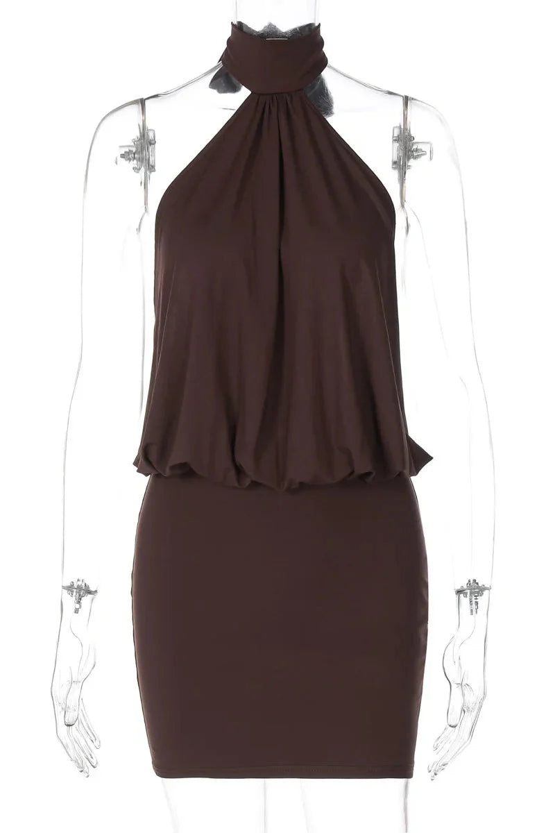 Lace-Up Backless Bodycon Slim High Waist Sleeveless Mini Dress