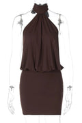 Lace-Up Backless Bodycon Slim High Waist Sleeveless Mini Dress