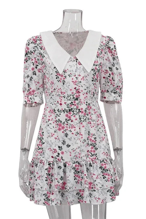 Short Sleeve Turn-down Collar Mini Dress
