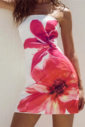Printed Slim High Waist Spaghetti Straps Patchwork Maxi Dress