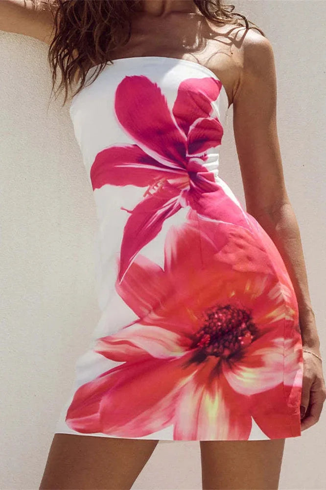 Printed Slim High Waist Spaghetti Straps Patchwork Maxi Dress