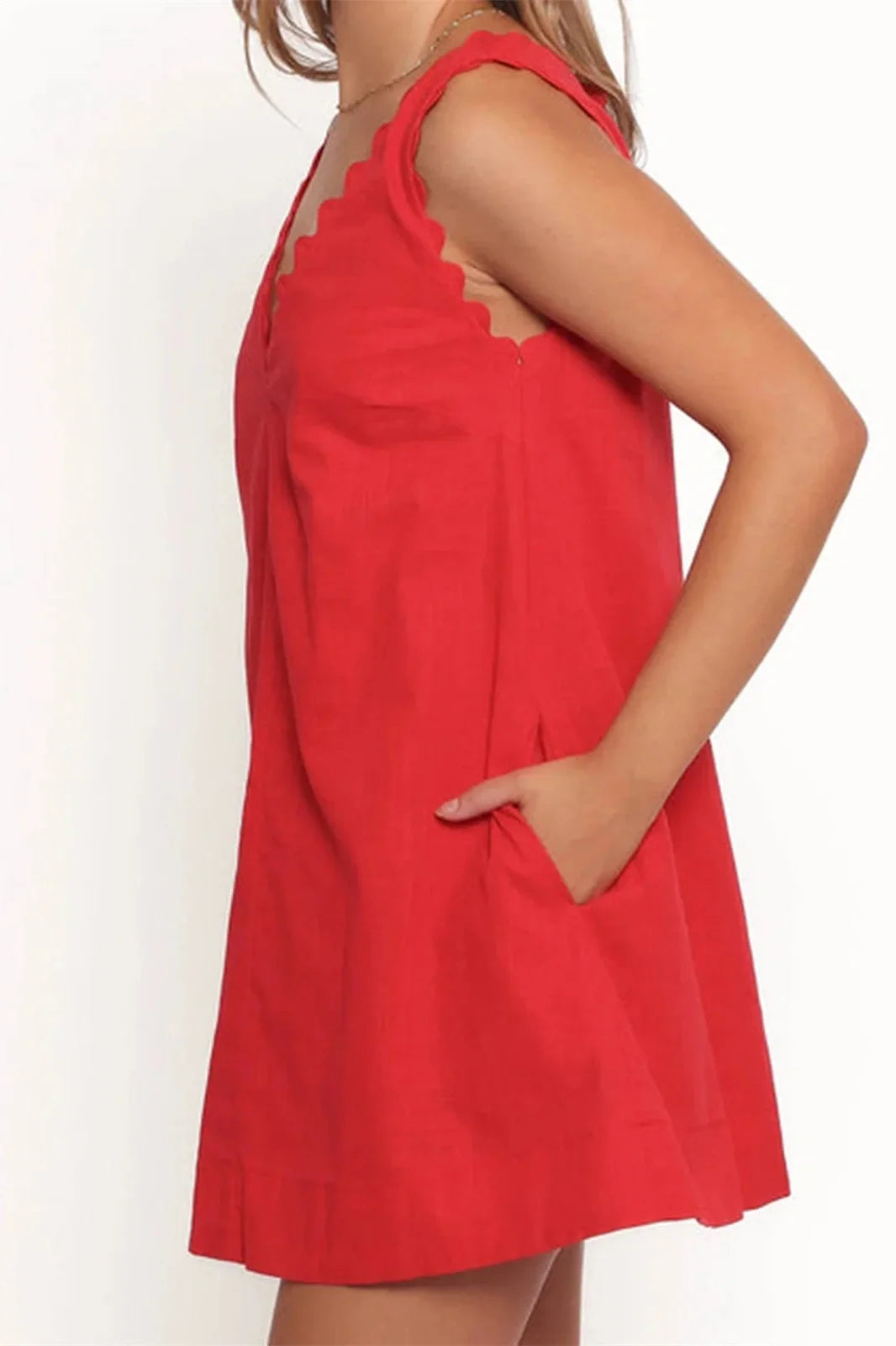 V Neck Sleeveless A-Line Mini Dress