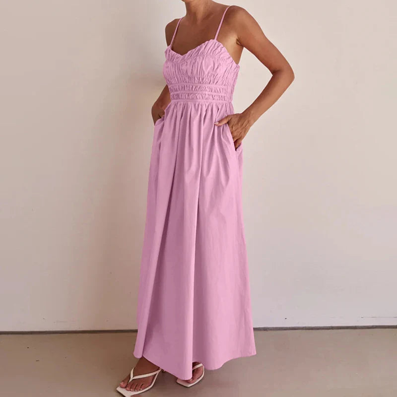 V-Neck Sleeveless Backless High Waist Maxi Dress