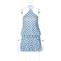 Polka Dot Patchwork Lace-Up Mini Dress
