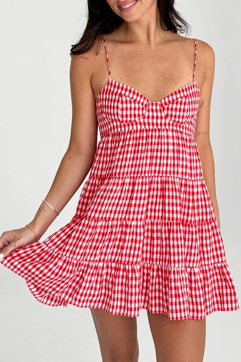 Spaghetti Strap Plaid Mini Dress