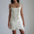 Lace Sleeveless Bodycon Irregular Mini Dress