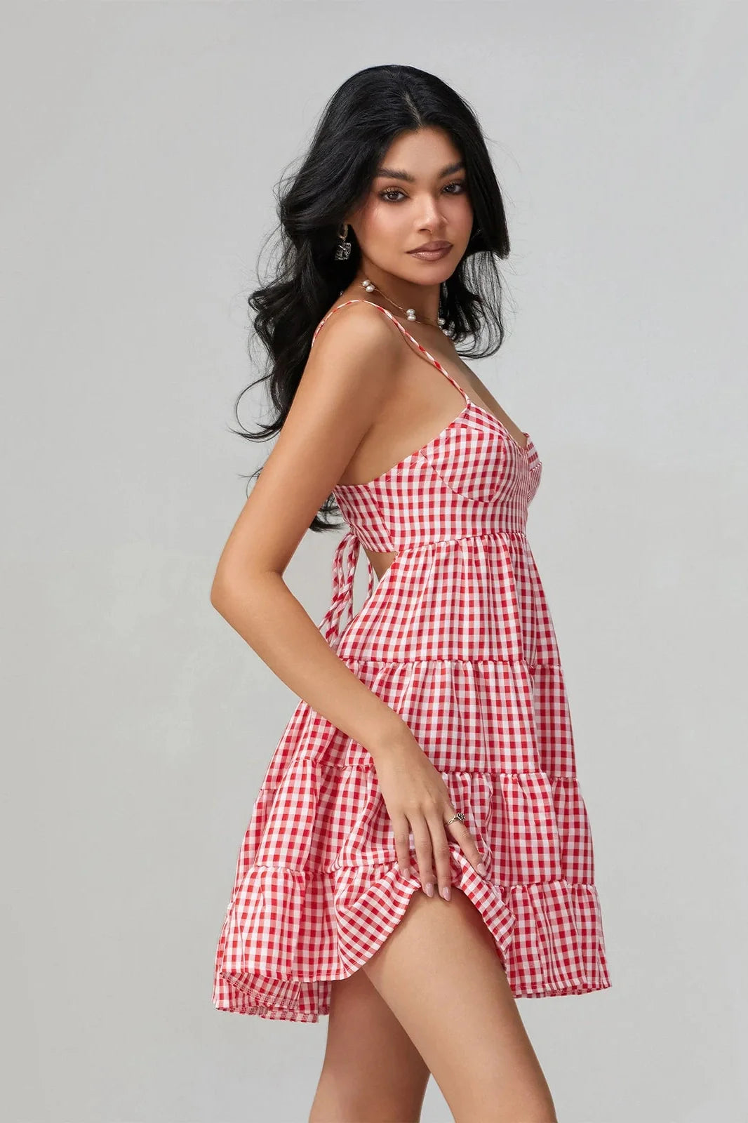 Spaghetti Strap Plaid Mini Dress