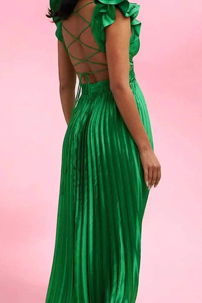 Elegant Hollow Out Backless Sleeveless High Waist Maxi Dress