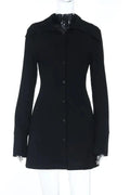 Elegant Slim Long Sleeve High Waist Button Mini Dress