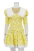 Elegant Lace-Up Slim Lace Short Sleeve Mini Dress
