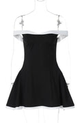 Off-shoulder Strapless Sleeveless High Waist A-line Mini Dress