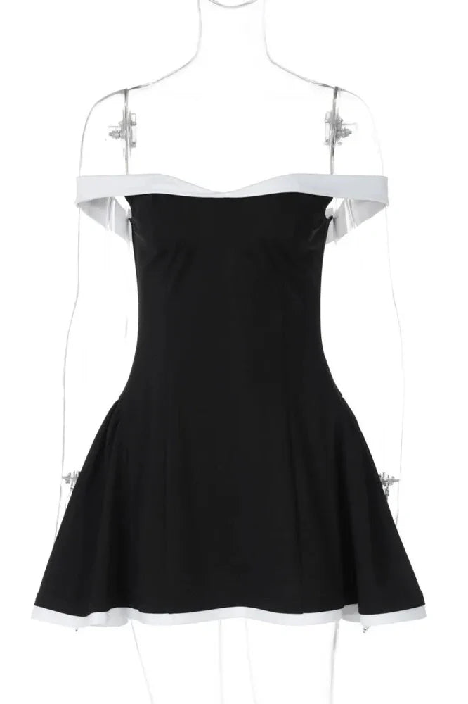 Off-shoulder Strapless Sleeveless High Waist A-line Mini Dress