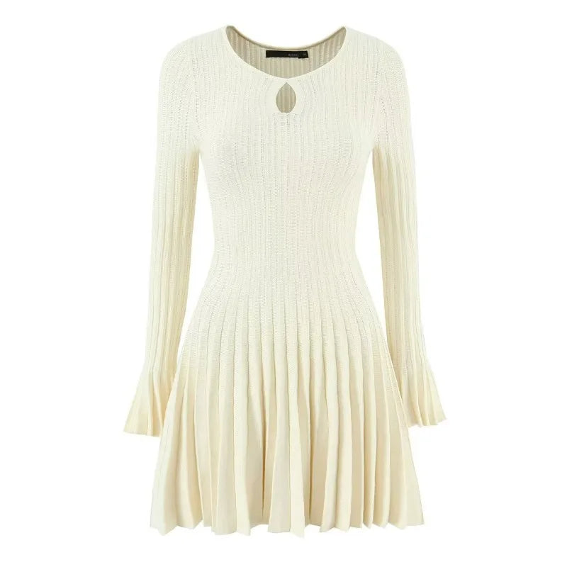 Hollow Out High Waist Long Sleeve Mini Dress