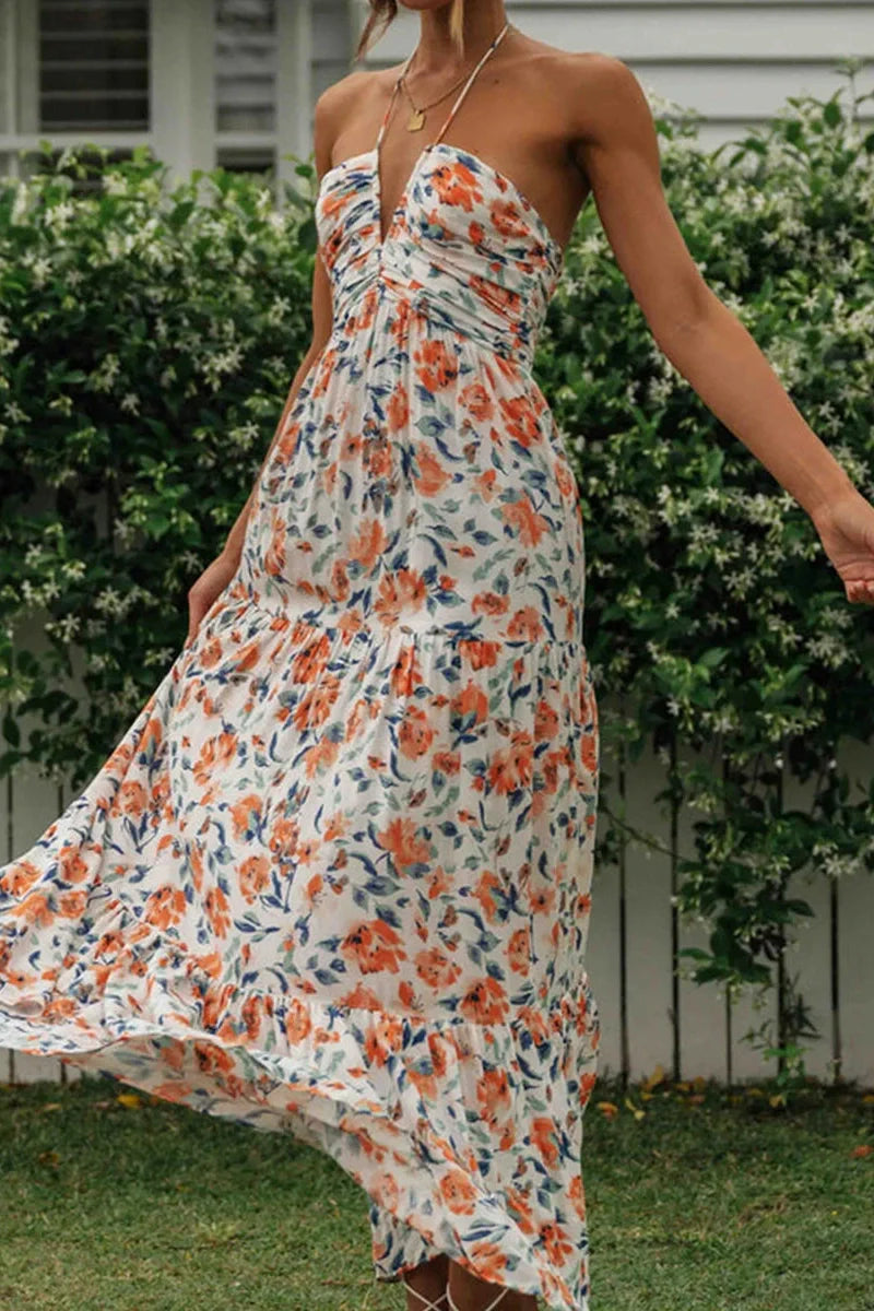 Elegant Sleeveless Tie-Up Maxi Dress