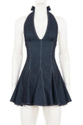Elegant Pleated Sleeveless Backless Slim Mini Dress