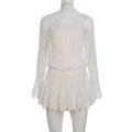 See Through Lace Long Sleeve High Waist Mini Dress