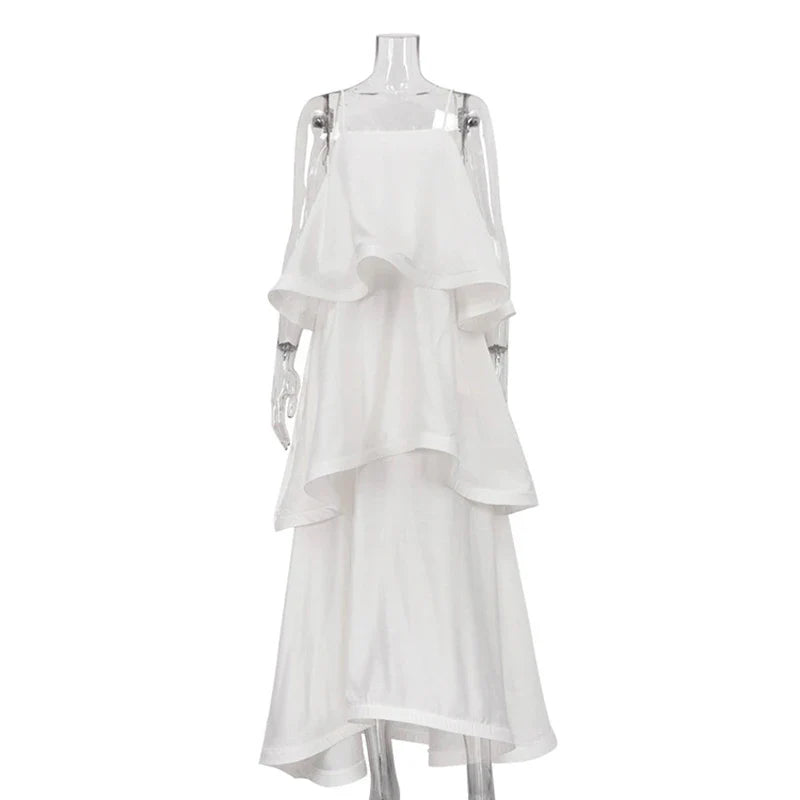 Sleeveless A-Line Pleated Loose Maxi Dress