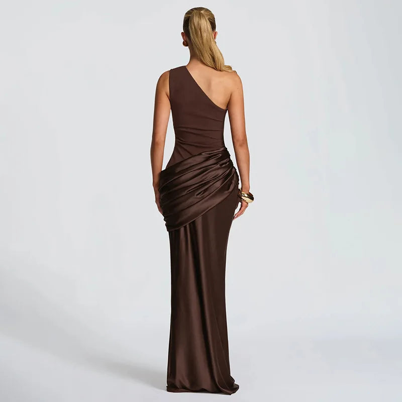 One Shoulder Sleeveless Slim Maxi Dress