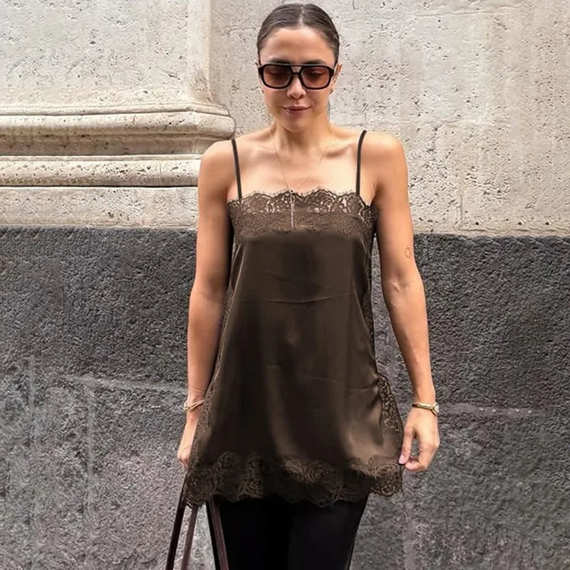 Lace Patchwork Backless Sleeveless Mini Dress