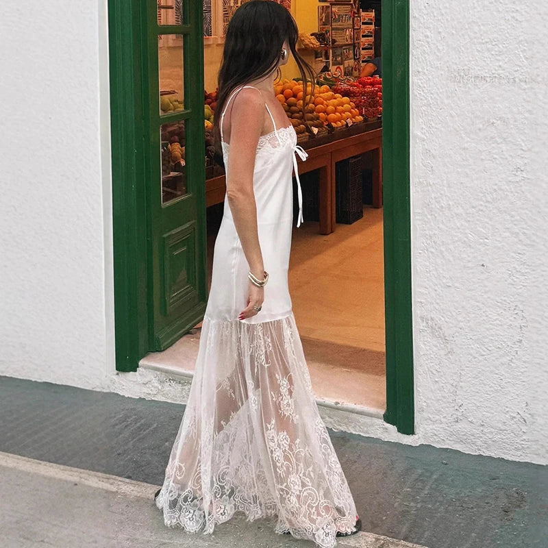 Lace Spaghetti Strap Loose Maxi Dress